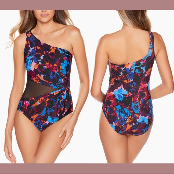 NWT $178 Miraclesuit [ 8 ]‎ Solstice Gem One Piece Swimsuit Black - Picture 1 of 13